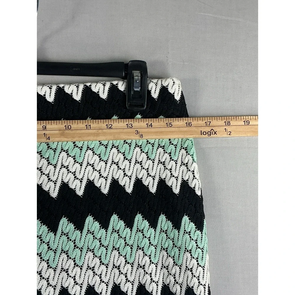 Karen Kane Black Mint Cream Chevron Lace Pencil Skirt Women's M
